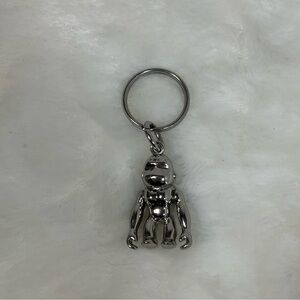 KIPLING Silver Metal Monkey Key Chain Ring Bag Charm Fob SMALL